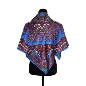 Casca For Magid Vintage Silk Square Scarf Floral Paisley Print 34"×34"
